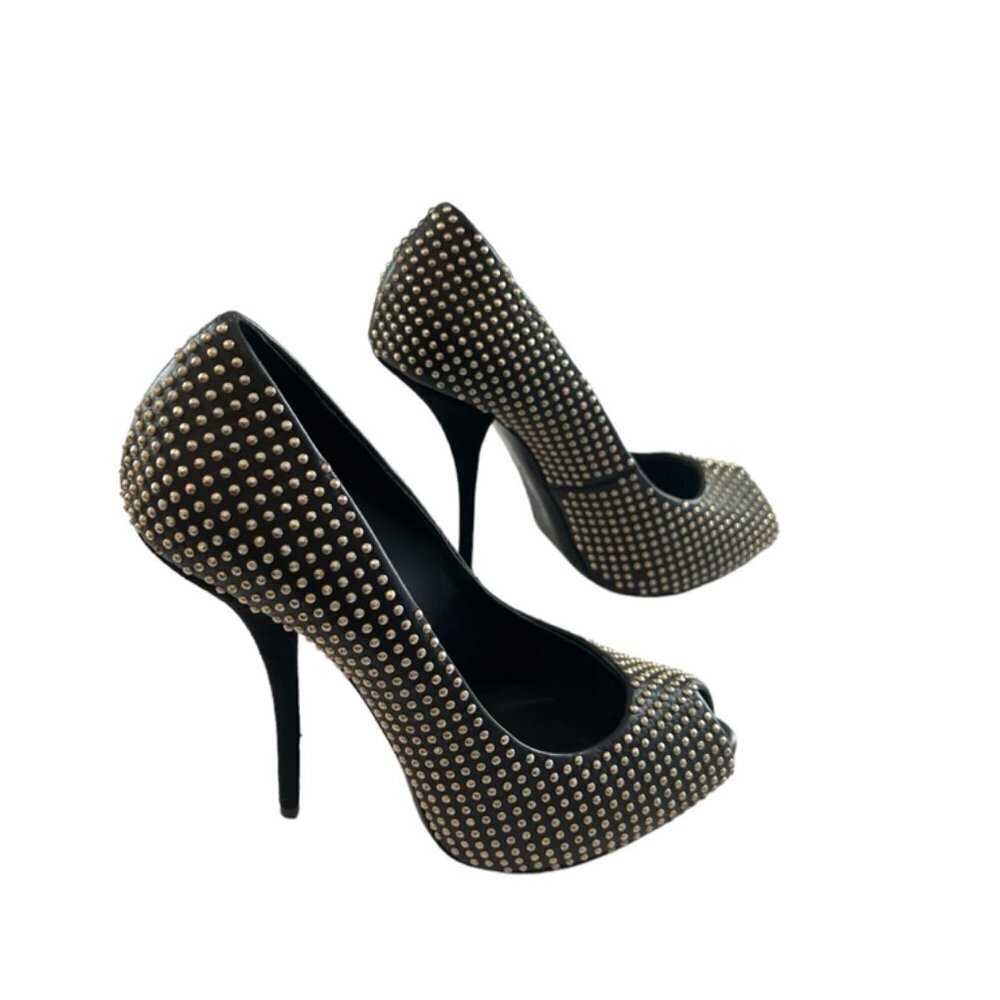 Giuseppi Zanotti Design Peep Toe Heel in Black and Silver Studded Size 3…​​